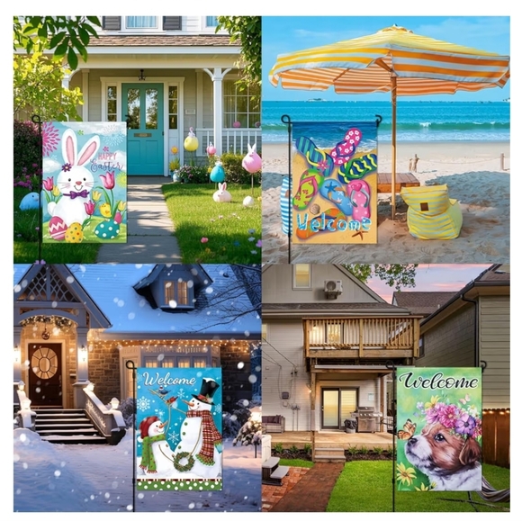 Festive Garden Flag Set - Double-Sided Holiday Decor - Picture 4 of 7